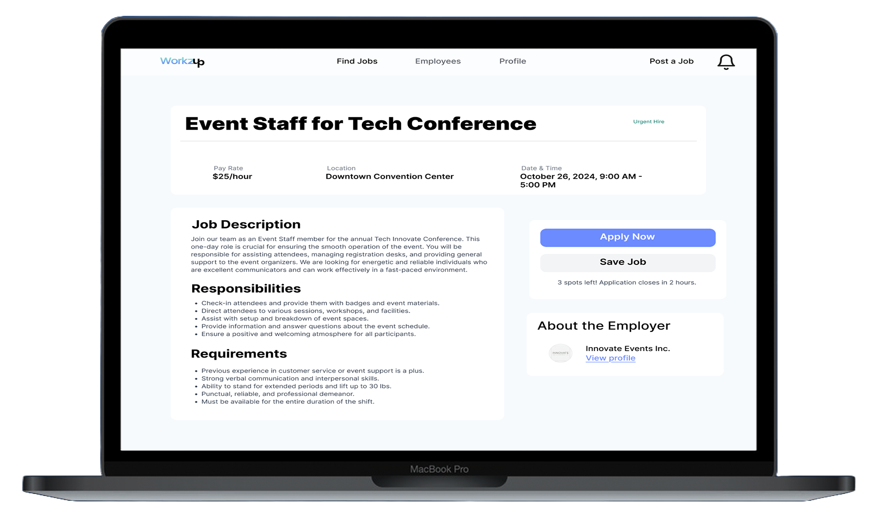 Apply and confirm screen